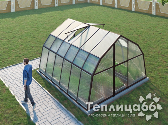 Теплица Рада Таймыр из поликарбоната, 3,5x4 метра, коричневая